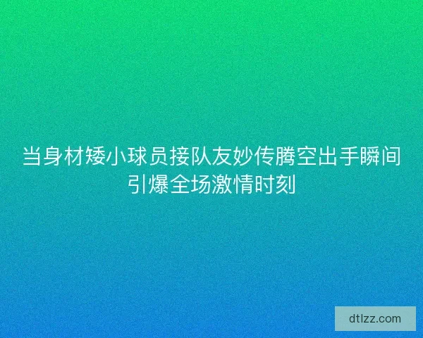 当身材矮小球员接队友妙传腾空出手瞬间引爆全场激情时刻